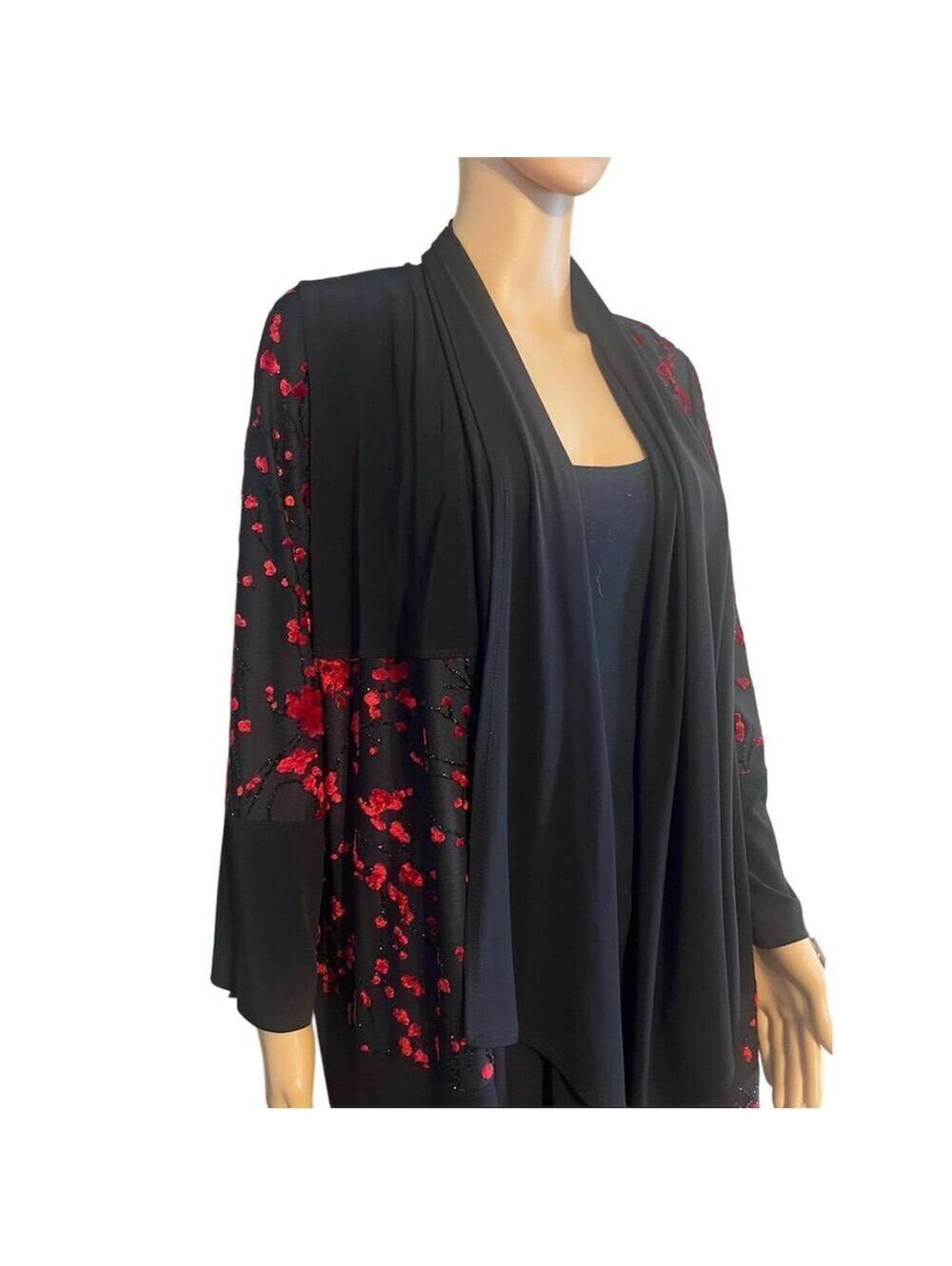 IC by Connie K Black Floral Knit Cardigan Sweater L Dillards